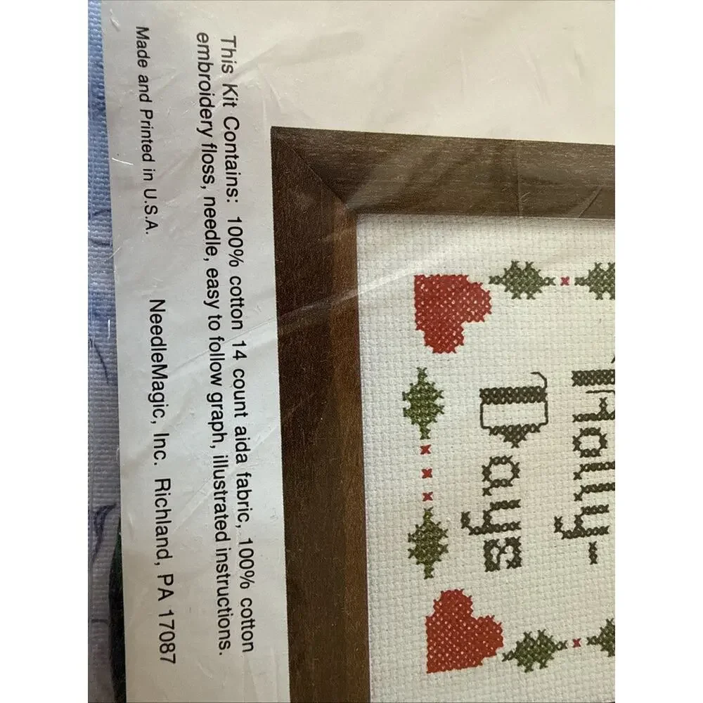 NEW Needle Magic NMI Counted Cross Stitch Christmas Kit HOME FOR THE HOLLY-DAYS
